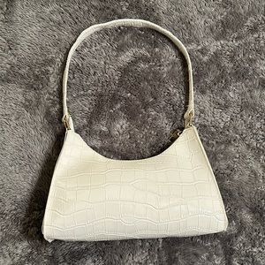 White Croc-Embossed Mini Bag